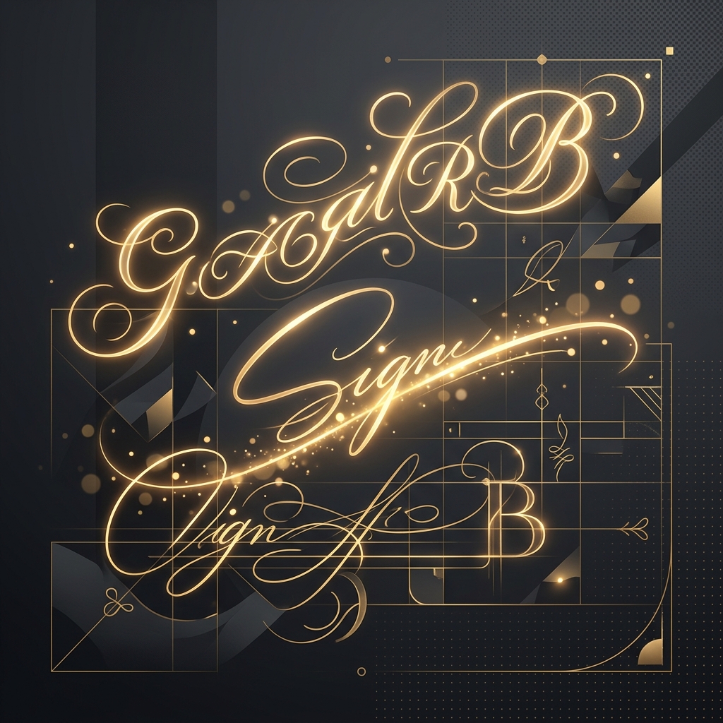 Aesthetic typography and digital signatures illustration